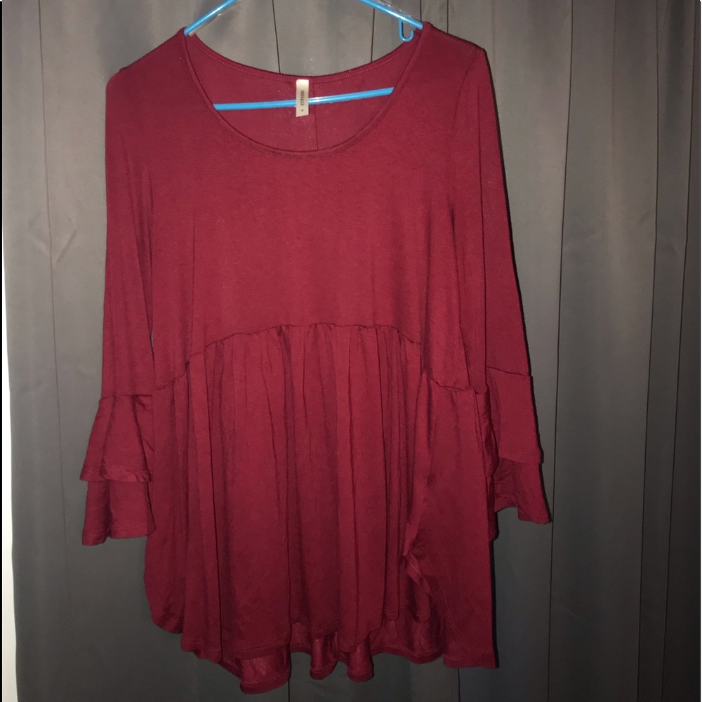 NWOT Maroon Baby Doll Top